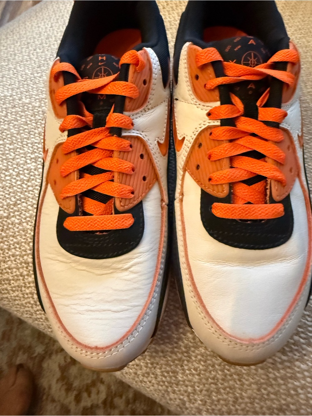 Nike White and Orange Men's Athletic Sneakers